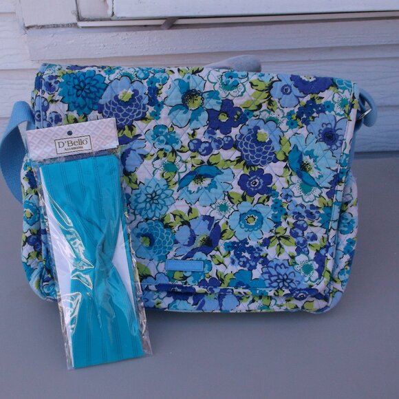 Vera Bradley Handbags - Vera Bradley Quilted Crossbody + New D’Bello Blue Headband • 2‑Piece Bundle